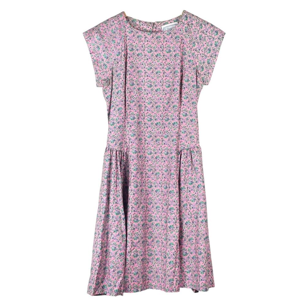 J. Christoper Vintage Women's Pink Micro Floral Dress Bows in Back Pockets Sz 8